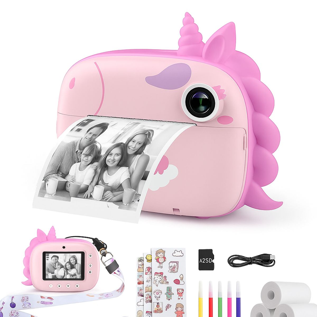 GENERICO - Cámara Impresora Infantil Unicornio Rosado