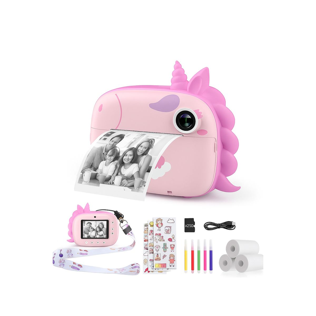 GENERICO - Cámara Impresora Infantil Unicornio Rosado