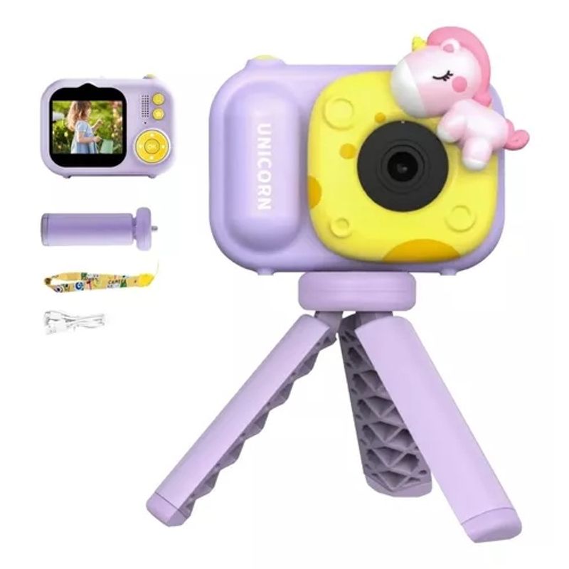 GENERICO - Cámara Infantil Full HD con Trípode y Diseño de Unicornio