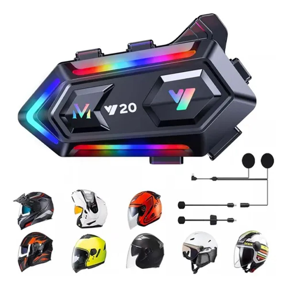 GENERICO - Intercomunicador Con Bluetooth Y20 Max Luz Rgb V53 Ip67