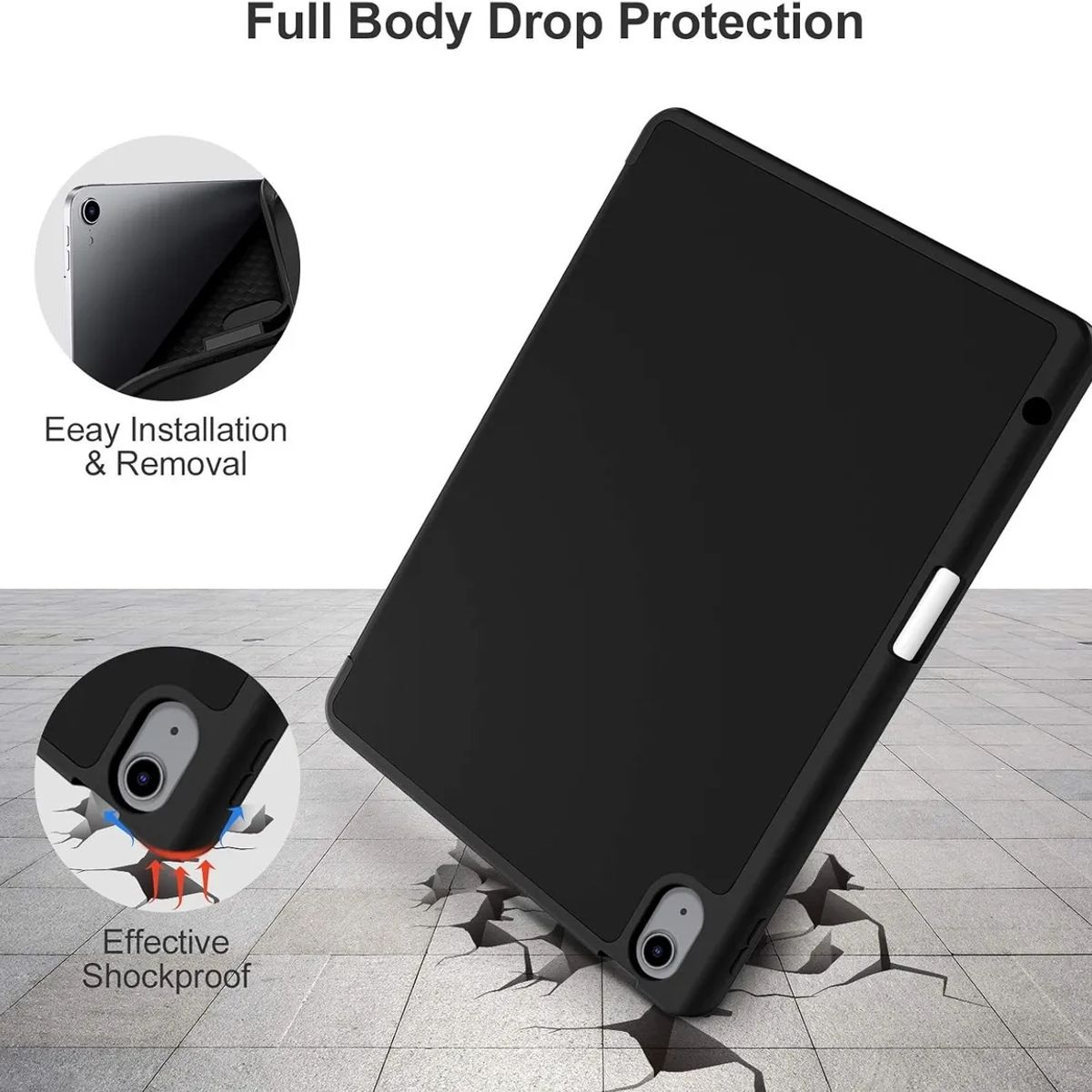 GENERICO - Estuche Funda Smart Case Espacio De Pencil Para iPad 11 a16 negro