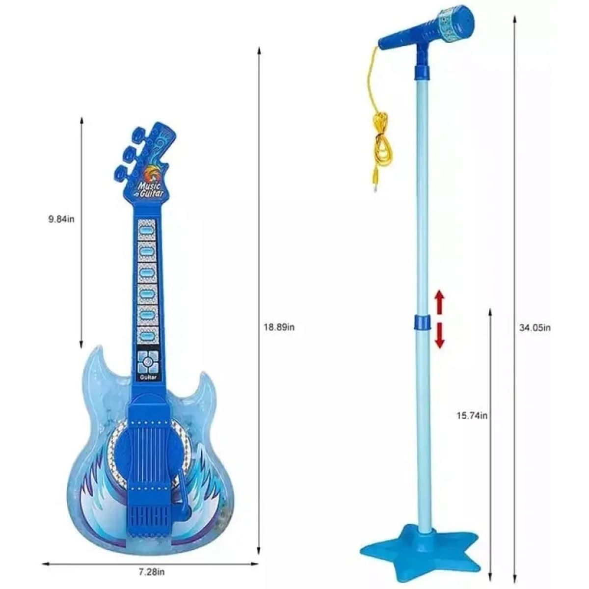 MARKET TOYS - Guitarra Musical Infantil Con Micrófono Azul