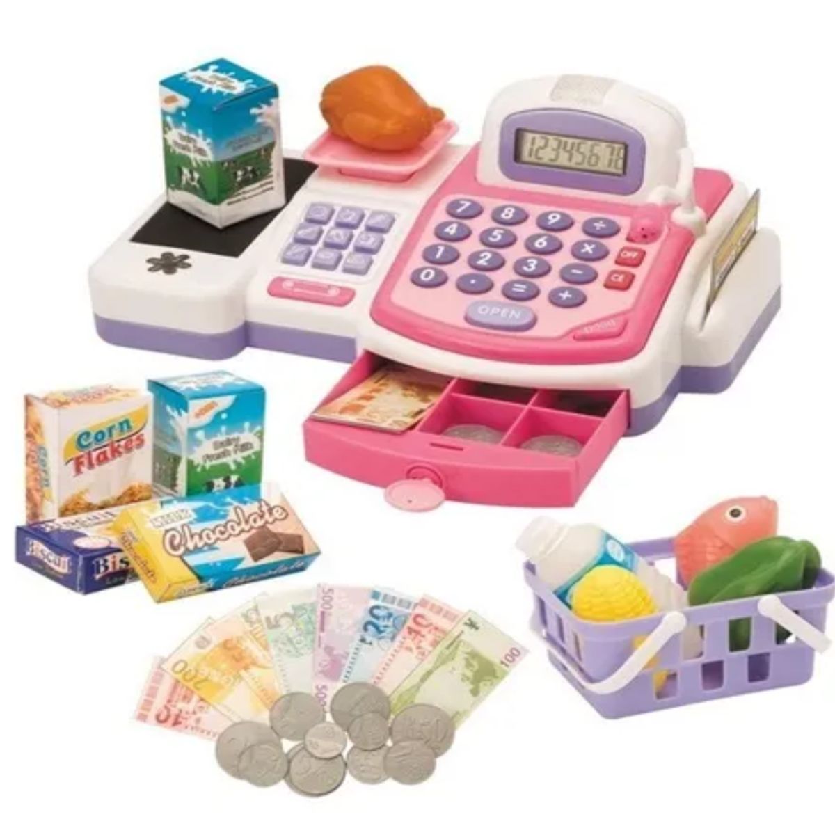 MARKET TOYS - Máquina Registradora Infantil De Supermercado Calculadora