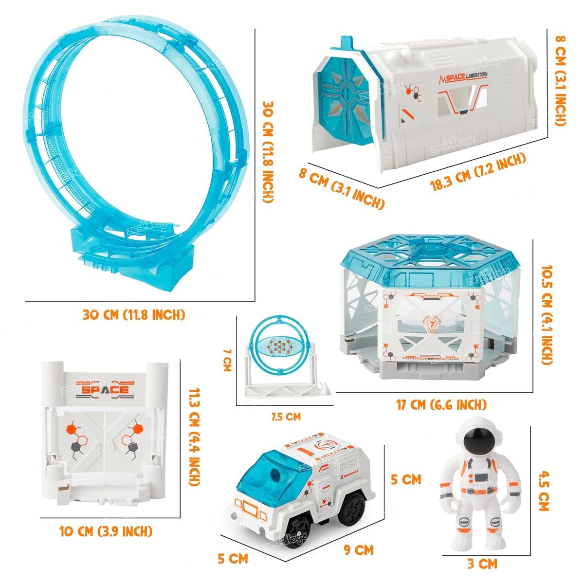 MARKET TOYS - Pista De Naves Tipo Astronauta 204 Pcs Reta La Gravedad