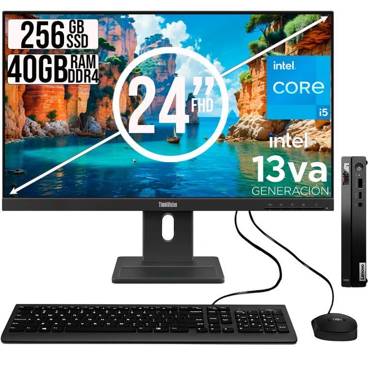 LENOVO - COMPUTADOR LENOVO TINY INTEL CORE I5-13420H SSD 256GB RAM 40GB 24 FHD E24-30