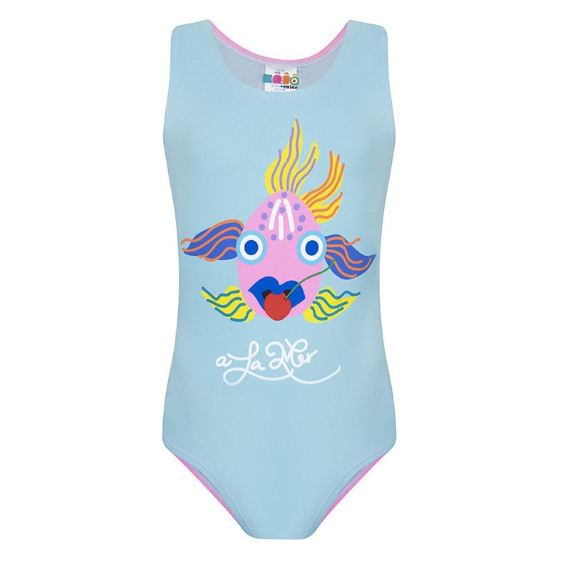 KRIO COLOR - Traje de Baño Niña Sin Mangas Sparkling Fish