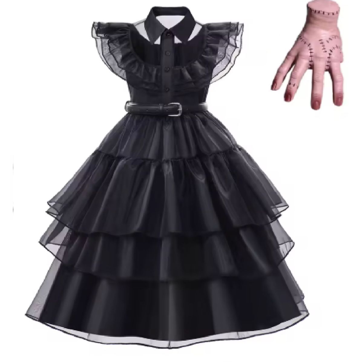 GENERICO - Disfraz Merlina Addams Niña Vestido Gótico Negro