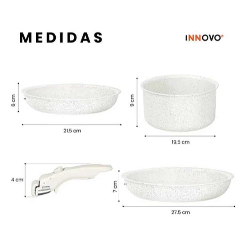 INNOVA - Juego De Ollas Premium En Cerámica Granito 5 Piezas Batería Alta Gama