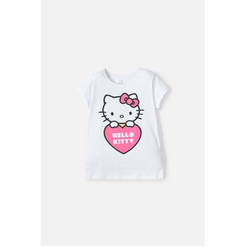 SANRIO - Camiseta de Hello Kitty manga corta  blanco para niña