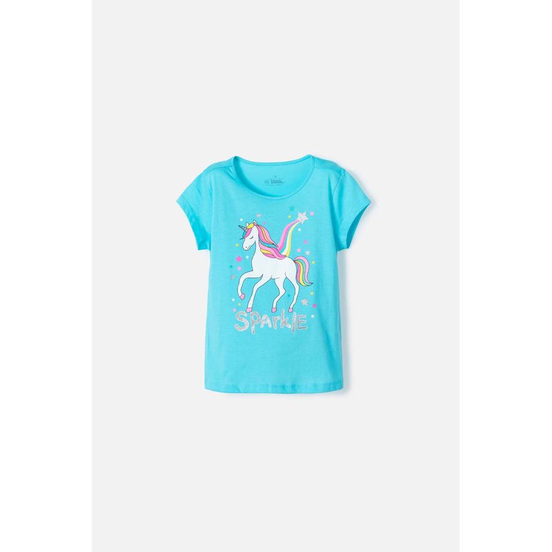 MIC - Camiseta de Mic manga corta azul para niña