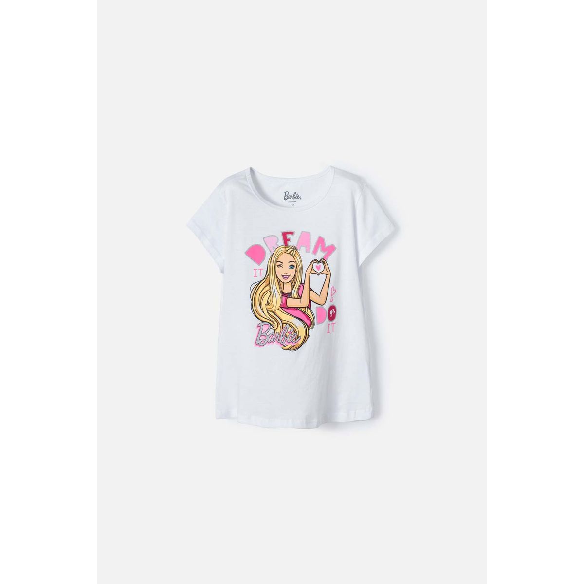 MATTEL - Camiseta de Barbie manga corta blanca para niña