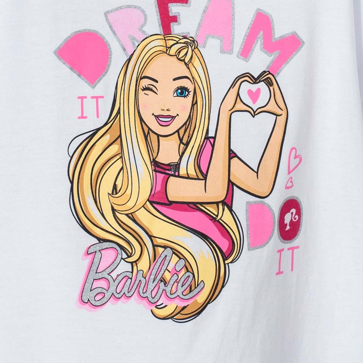 MATTEL - Camiseta de Barbie manga corta blanca para niña