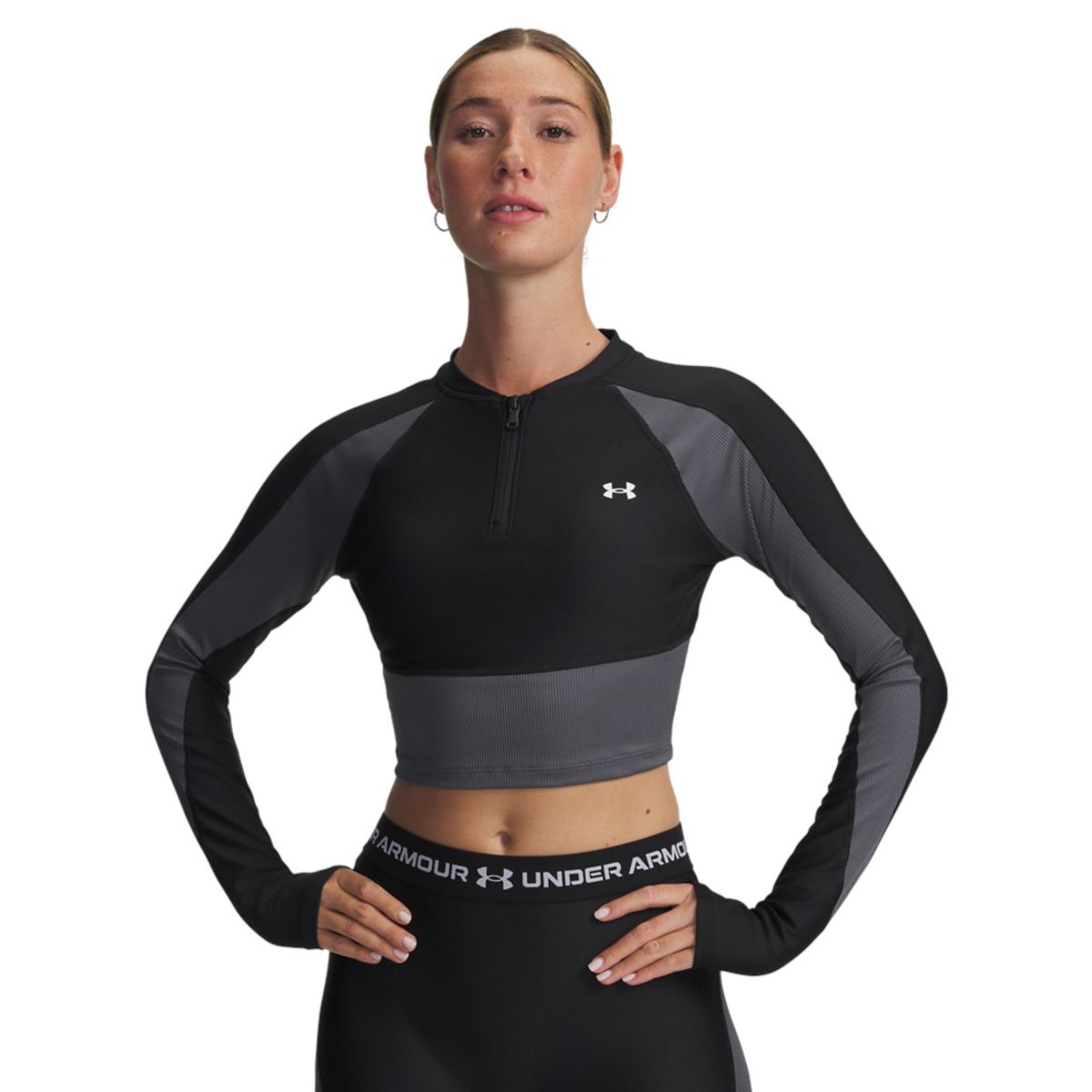 UNDER ARMOUR - Camiseta manga larga Mujer Under Armour HG RIB 1/4 ZIP Negro UNDER ARMOUR