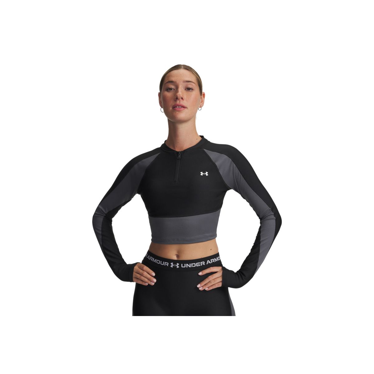 UNDER ARMOUR - Camiseta manga larga Mujer Under Armour HG RIB 1/4 ZIP Negro UNDER ARMOUR