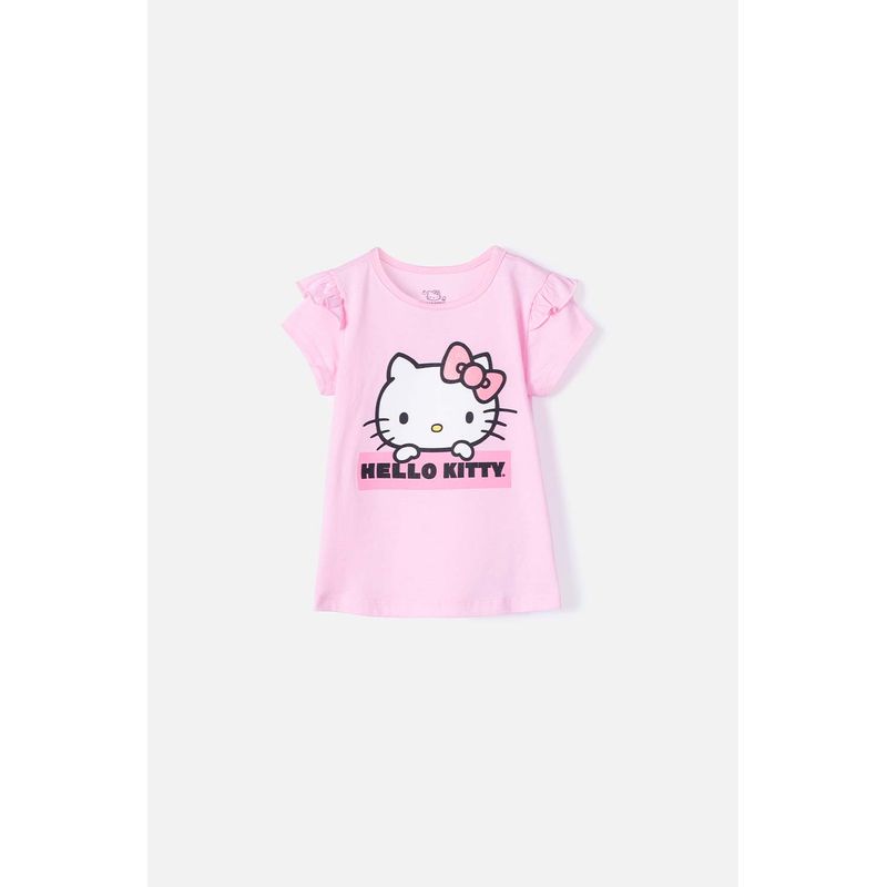 SANRIO - Camiseta de Hello Kitty manga corta rosada para niña 2T a 5T