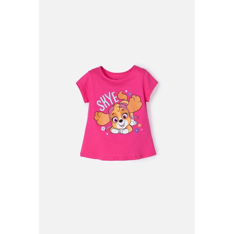 NICKELODEON - Camiseta de Paw Patrol fucsia manga corta para niña