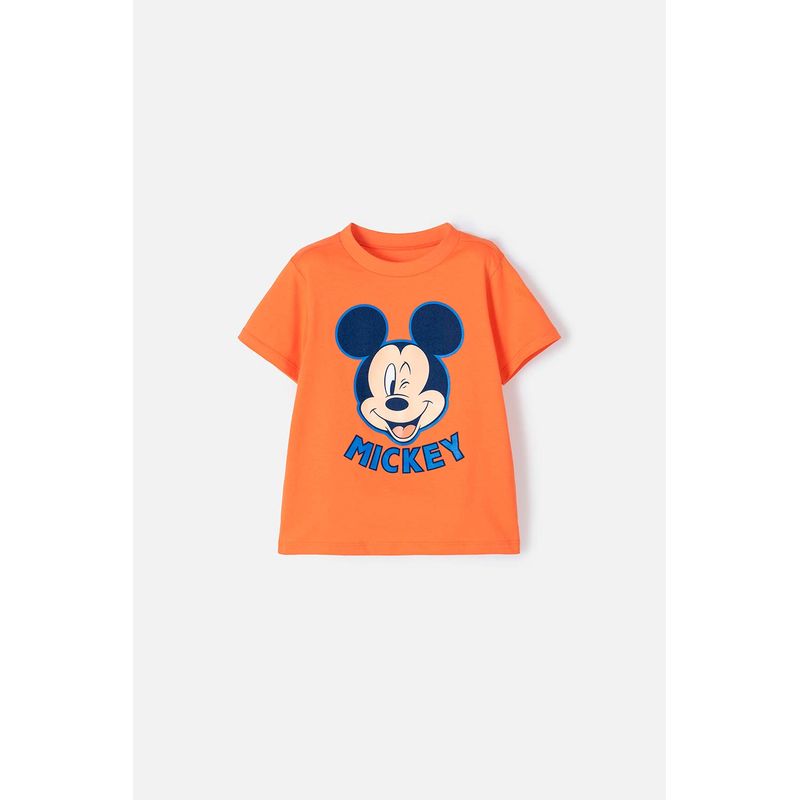 DISNEY - Camiseta de Mickey Mouse manga corta naranja para niño