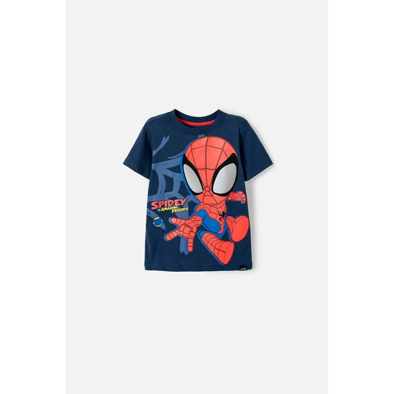 MARVEL - Camiseta de Spider-man manga corta azul para niño