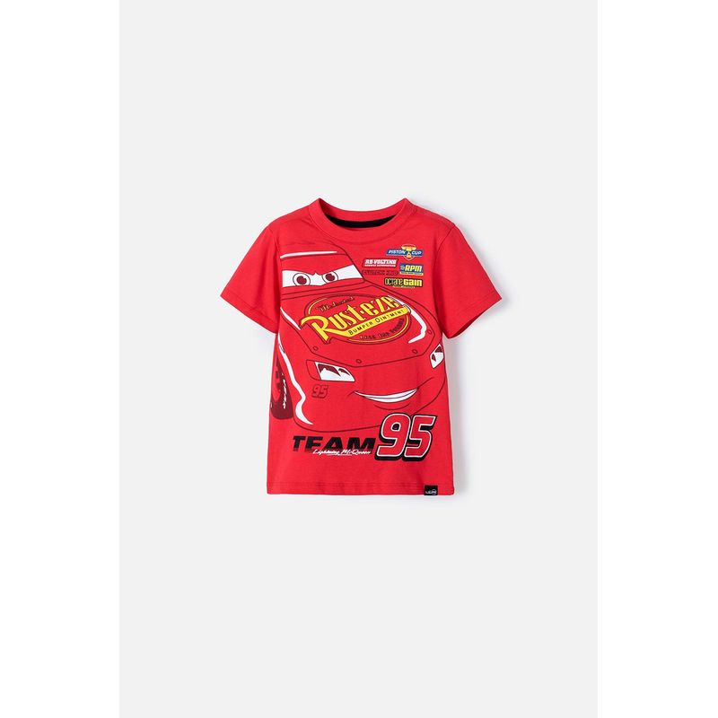 DISNEY - Camiseta de Cars manga corta rojo para niño 2T a 5T