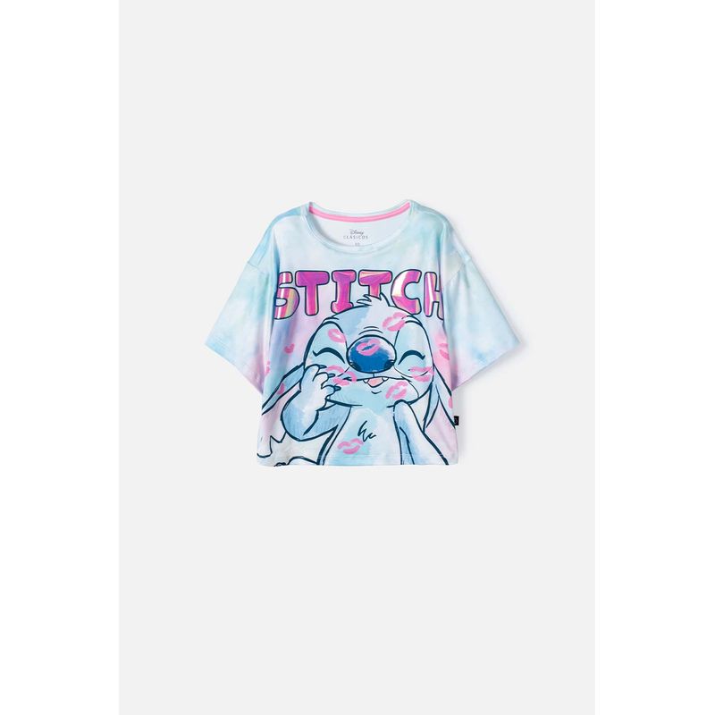 DISNEY - Camiseta de Stich manga corta multicolor para niña