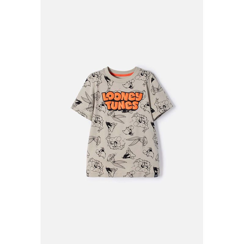 WARNER BROS - Camiseta de Looney Tunes manga corta verde oliva para niño