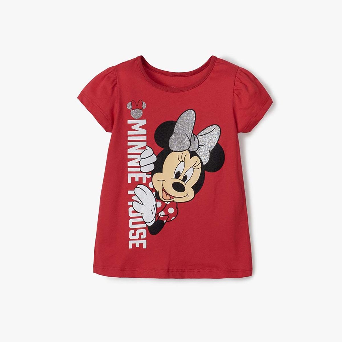 DISNEY - Camiseta de Minnie Mouse roja manga corta para niña 2T a 5T