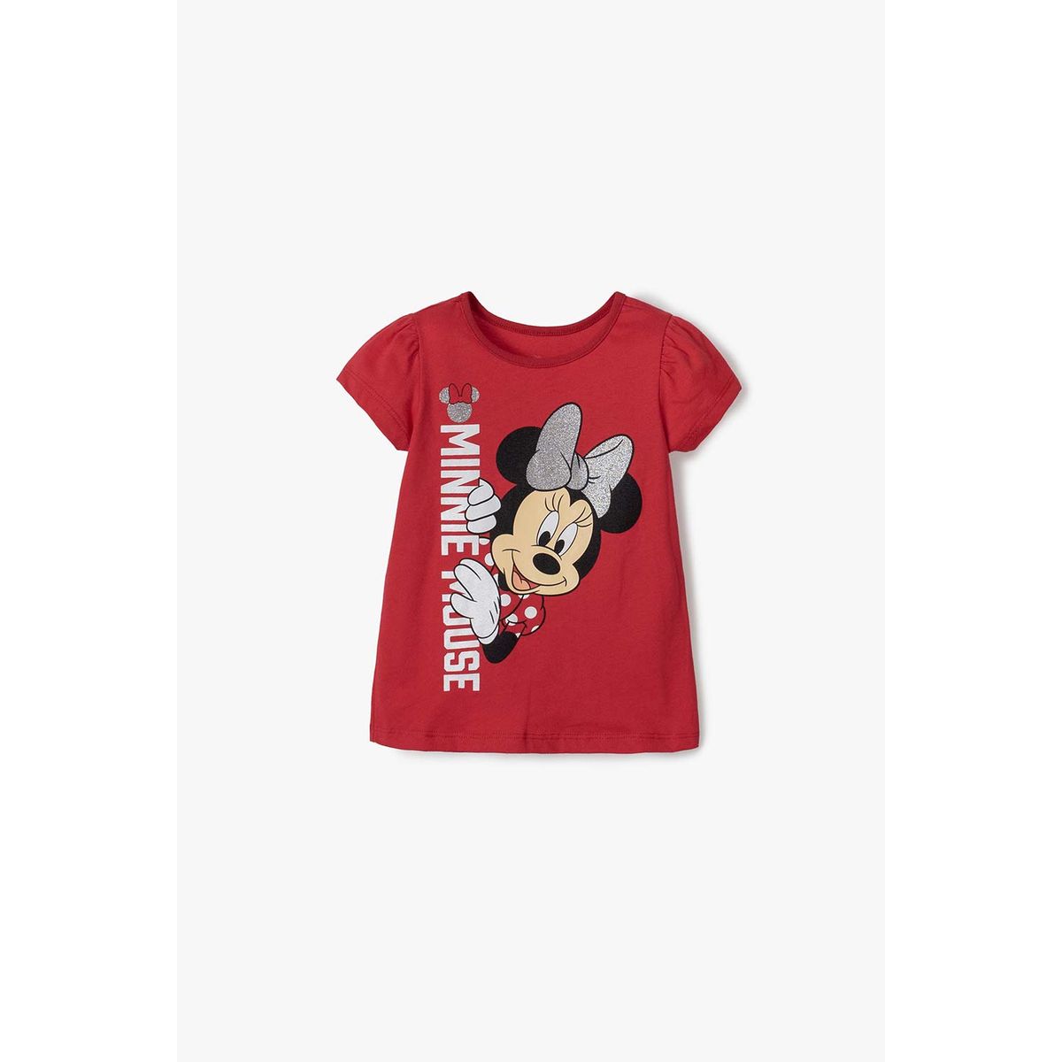 DISNEY - Camiseta de Minnie Mouse roja manga corta para niña 2T a 5T