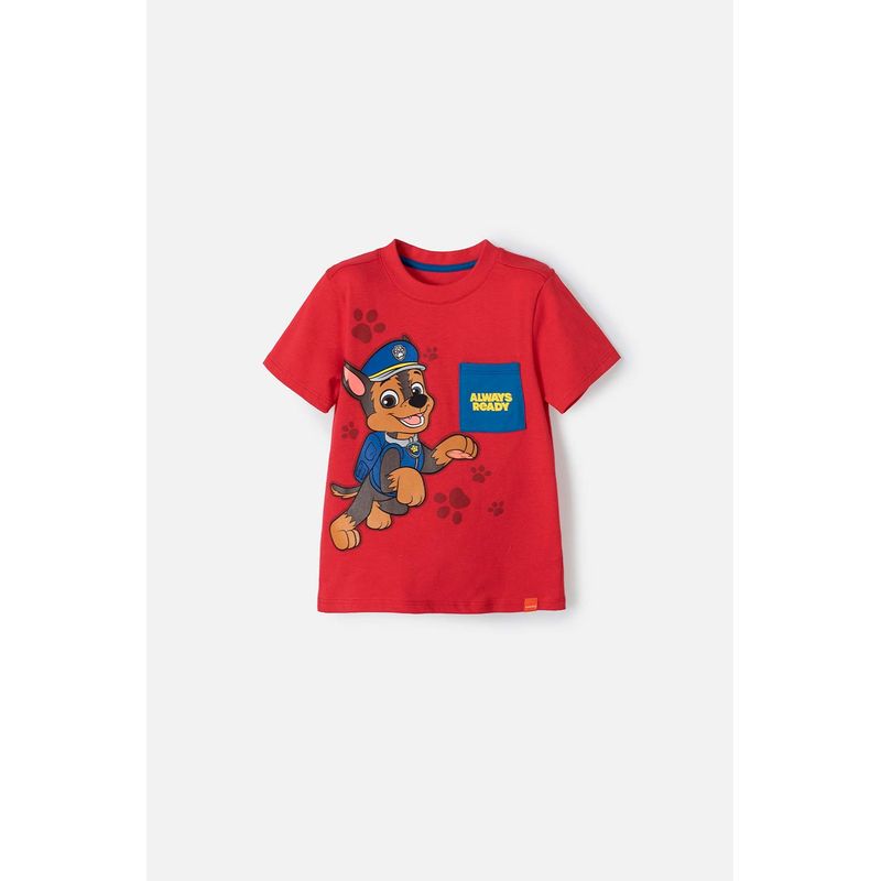 NICKELODEON - Camiseta de Paw Patrol manga corta rojo para niño 2T a 5T