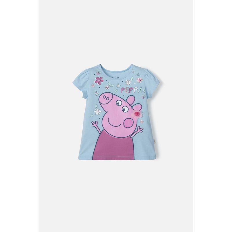 HASBRO - Camiseta de Peppa Pig  manga corta azul clara para niña 2T a 5T