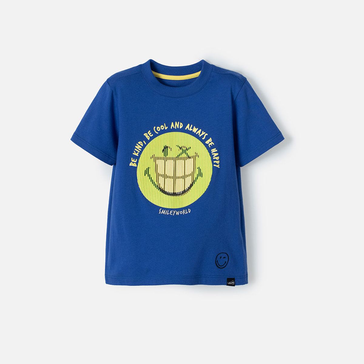 SMILEY - Camiseta de Smiley azul eléctrico manga corta para niño 2T a 5T