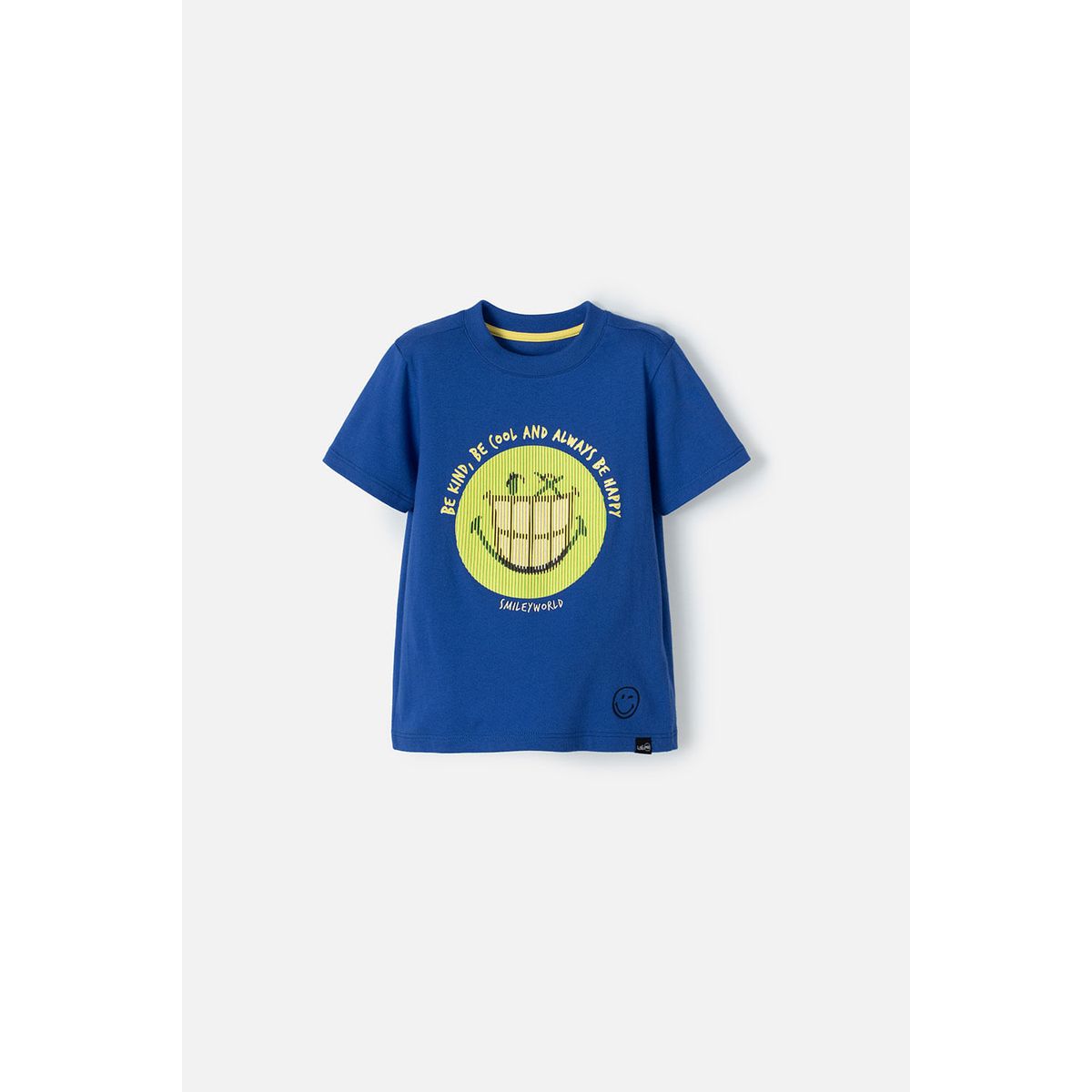 SMILEY - Camiseta de Smiley azul eléctrico manga corta para niño 2T a 5T