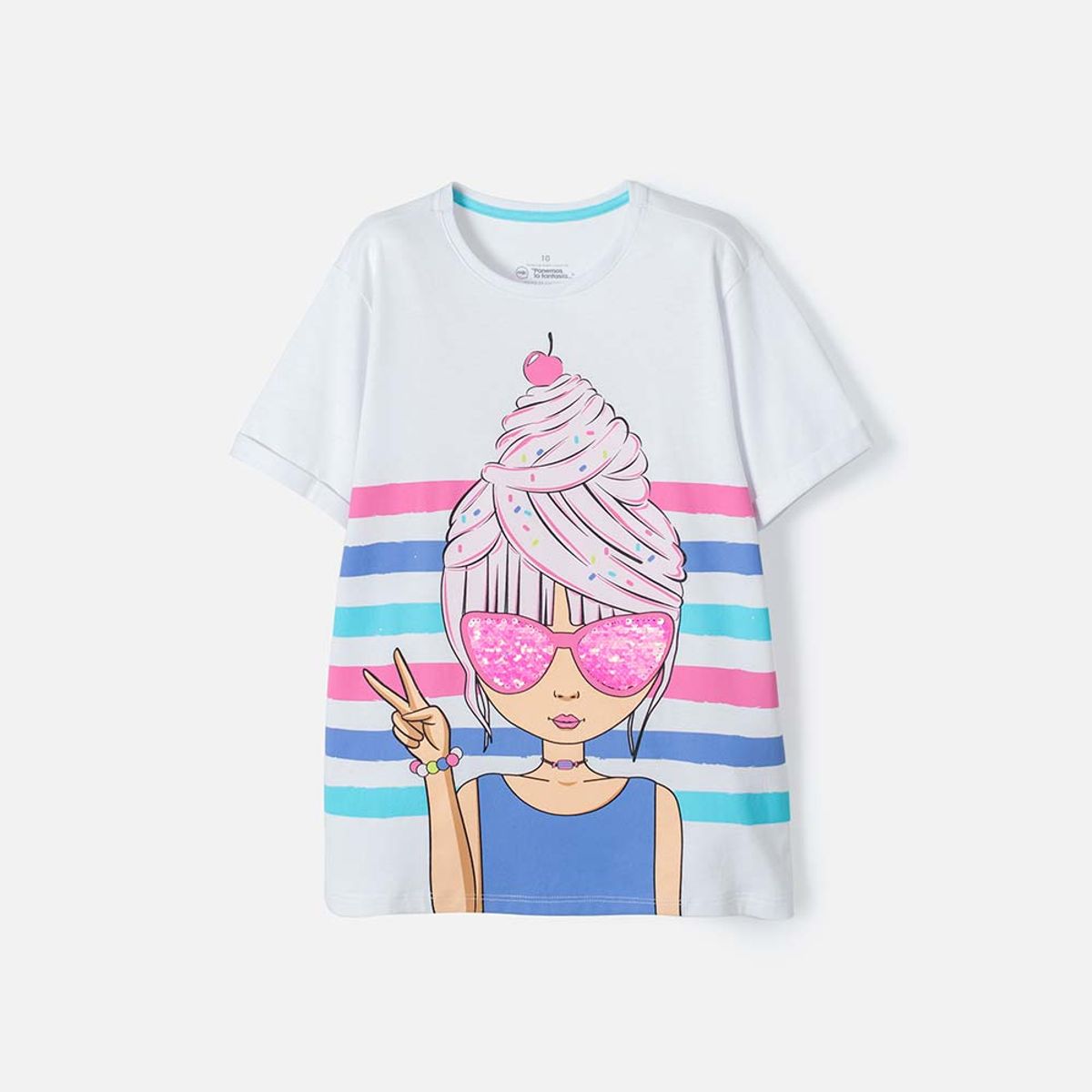 MIC - Camiseta Mic blanca manga corta para niña