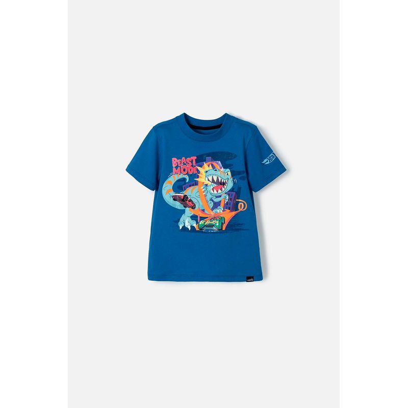 HOT WHEELS - Camiseta de Hot Wheels azul con estampado reflectivo para niño 2T a 5T