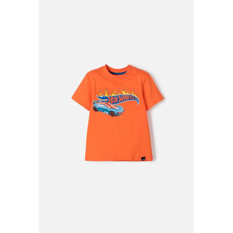 HOT WHEELS - Camiseta de Hot Wheels naranja con cuello redondo para niño 2T a 5T