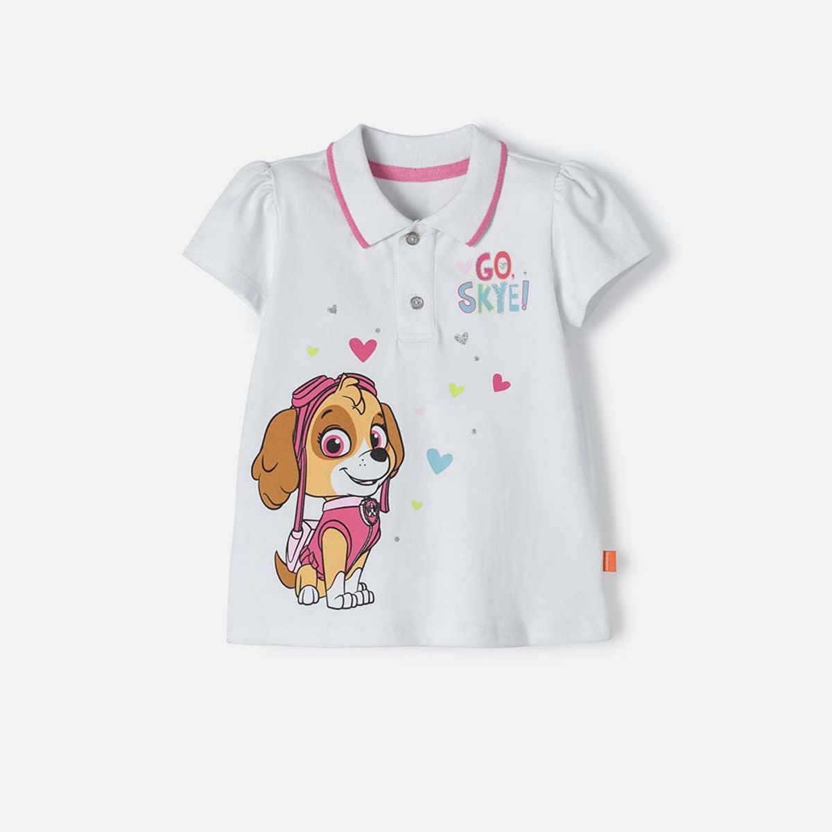 NICKELODEON - Camiseta de Paw Patrol blanca tipo polo para niña 2T a 5T