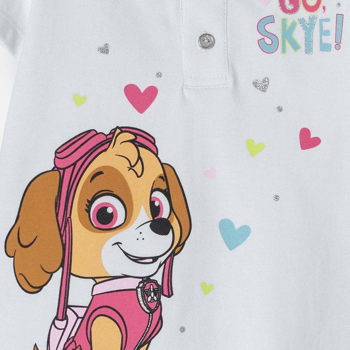 NICKELODEON - Camiseta de Paw Patrol blanca tipo polo para niña 2T a 5T