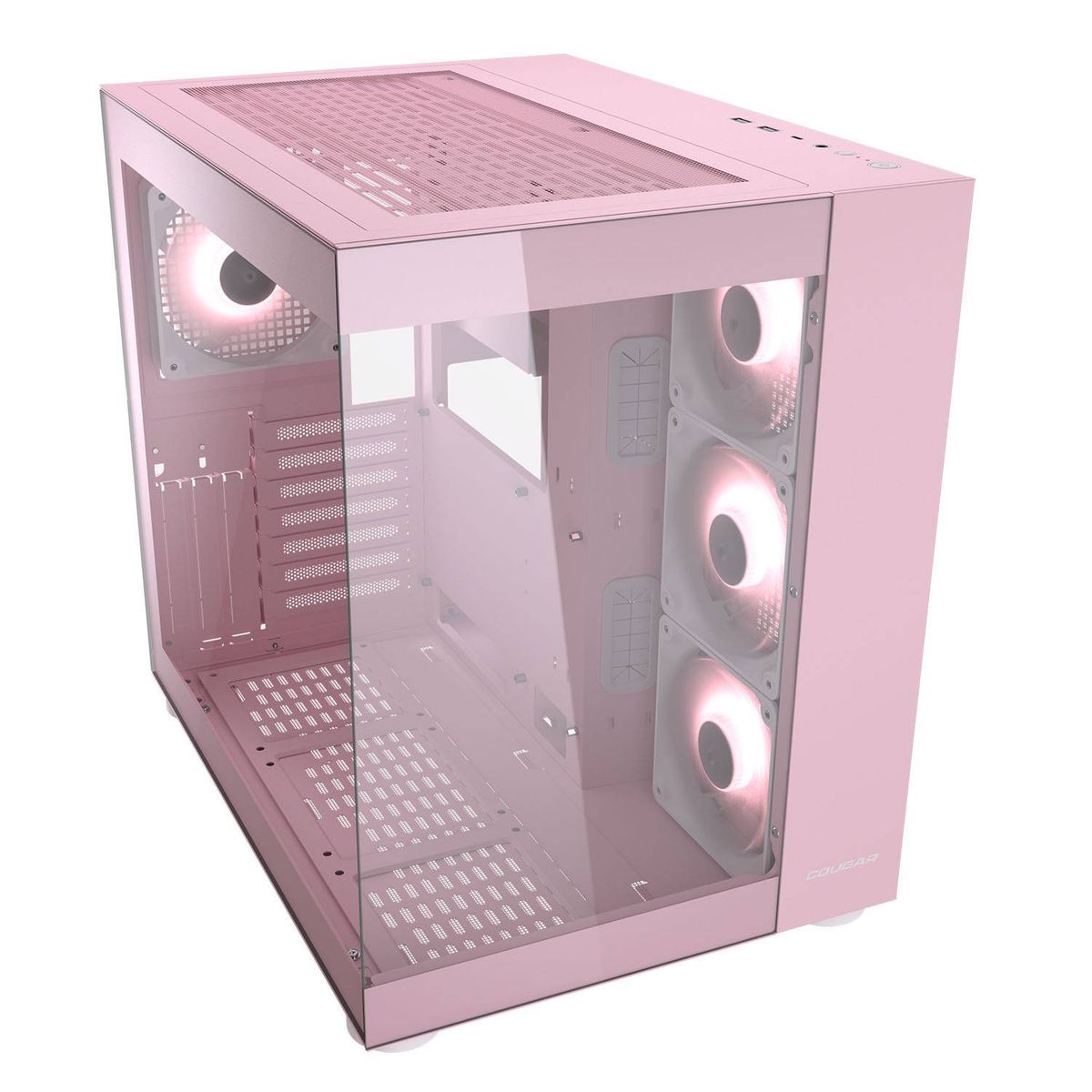 COUGAR - Chasis Cougar FV150 RGB Rosado - Vidrio Templado + 4 Ventiladores ARGB + Gamer Case