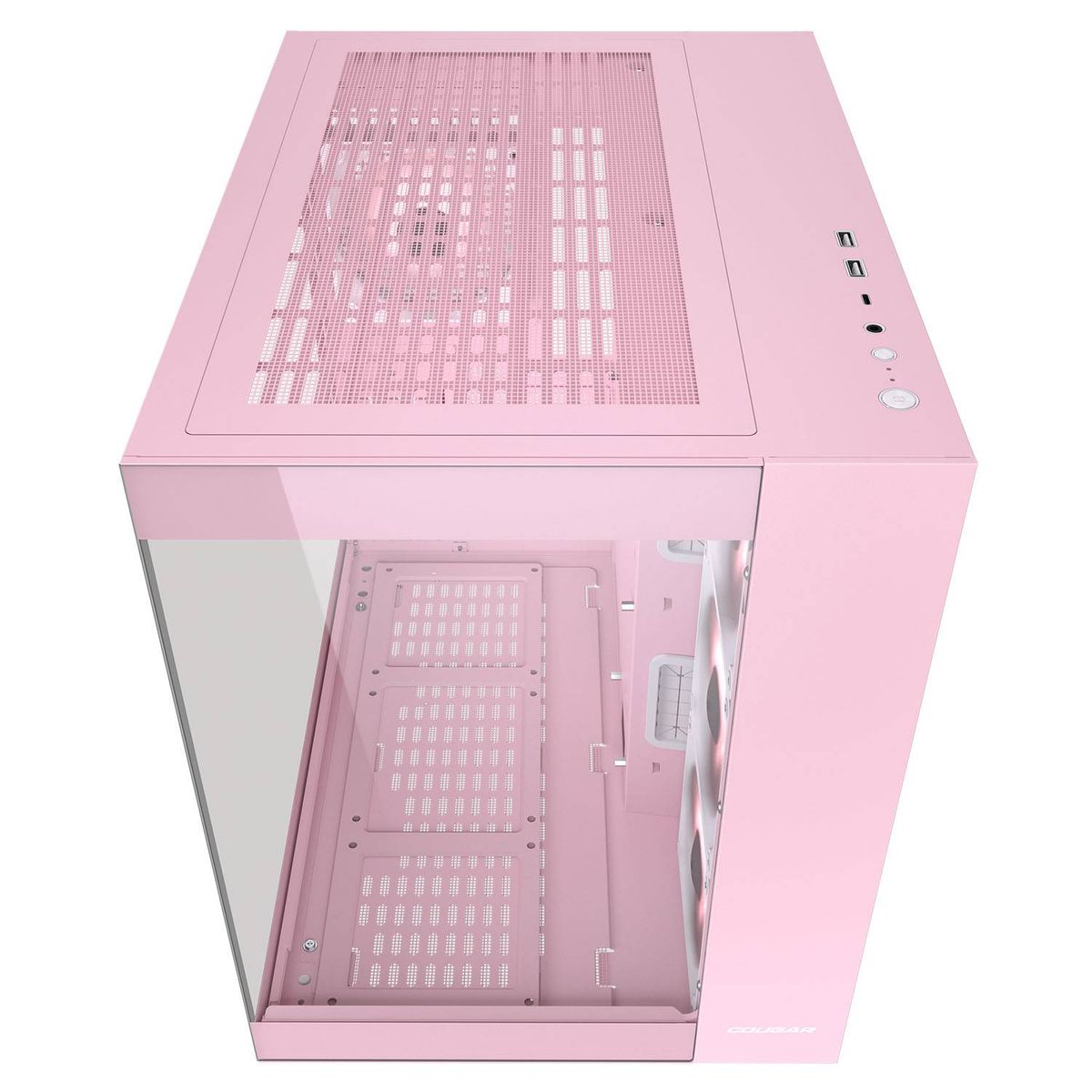 COUGAR - Chasis Cougar FV150 RGB Rosado - Vidrio Templado + 4 Ventiladores ARGB + Gamer Case