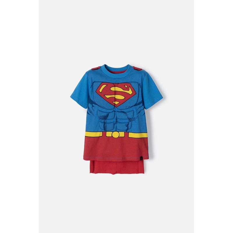 DC COMICS - Camiseta de Superman azul y roja con manualidad 3D para niño 2T a 5T