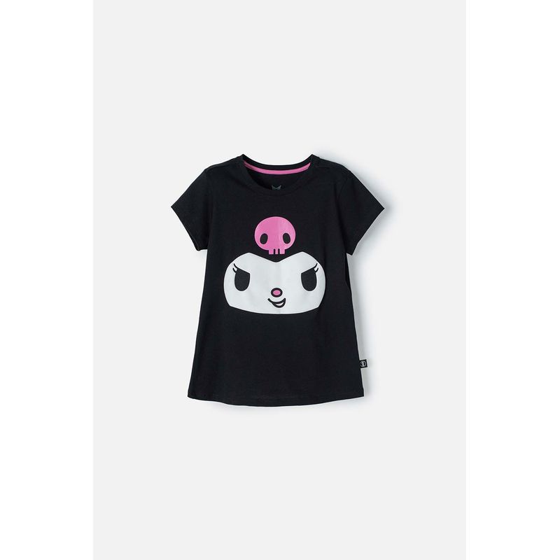SANRIO - Camiseta de Kuromi negra manga corta para niña