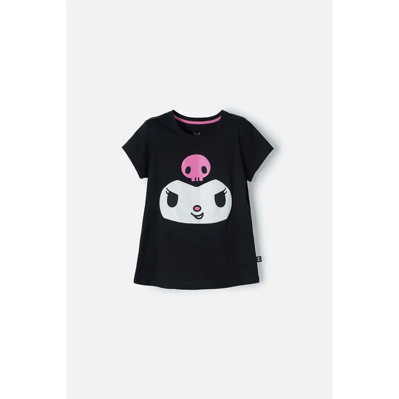 SANRIO - Camiseta de Kuromi negra manga corta para niña