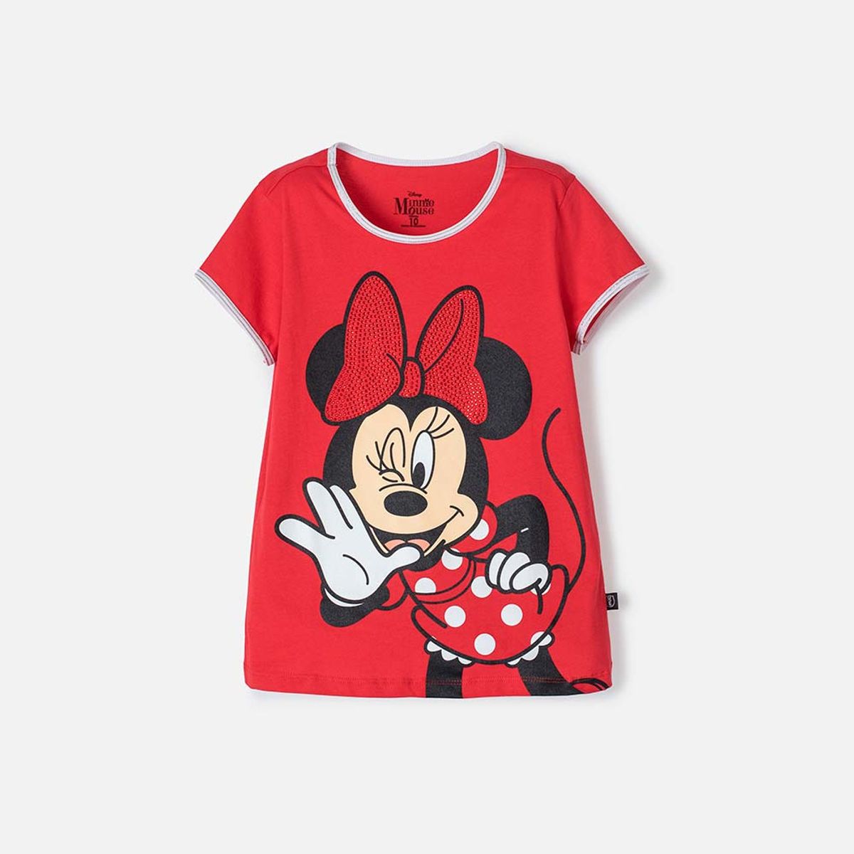 DISNEY - Camiseta de Minnie Mouse manga corta rojo para niña