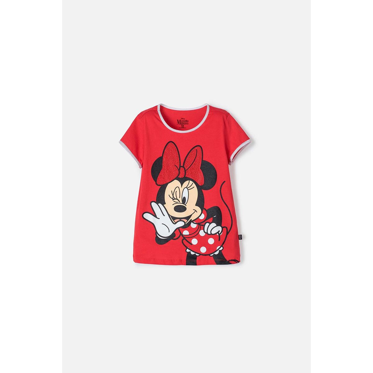 DISNEY - Camiseta de Minnie Mouse manga corta rojo para niña