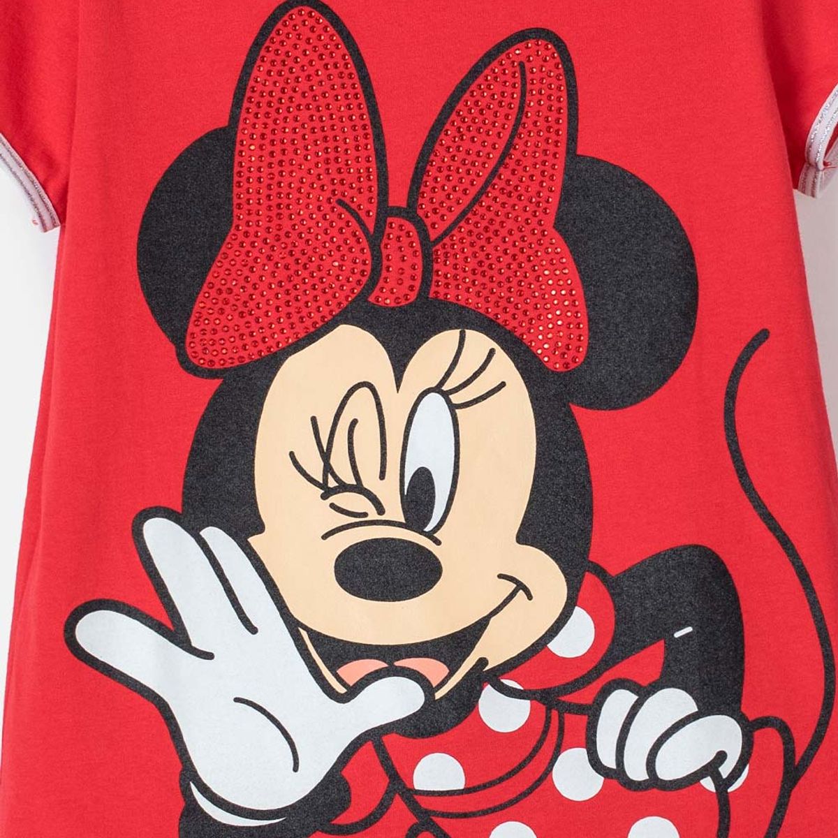 DISNEY - Camiseta de Minnie Mouse manga corta rojo para niña