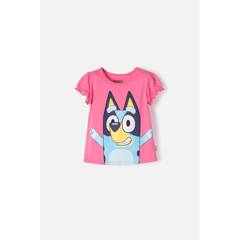 BLUEY - Camiseta de Bluey rosada manga corta para niña 2T a 6T