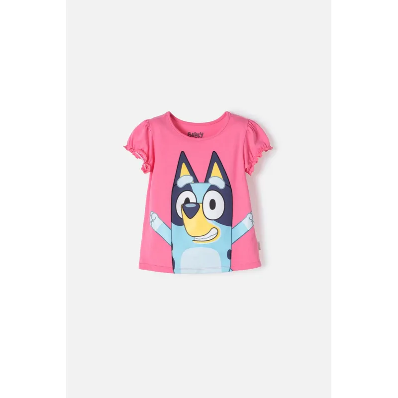 BLUEY - Camiseta de Bluey rosada manga corta para niña 2T a 6T