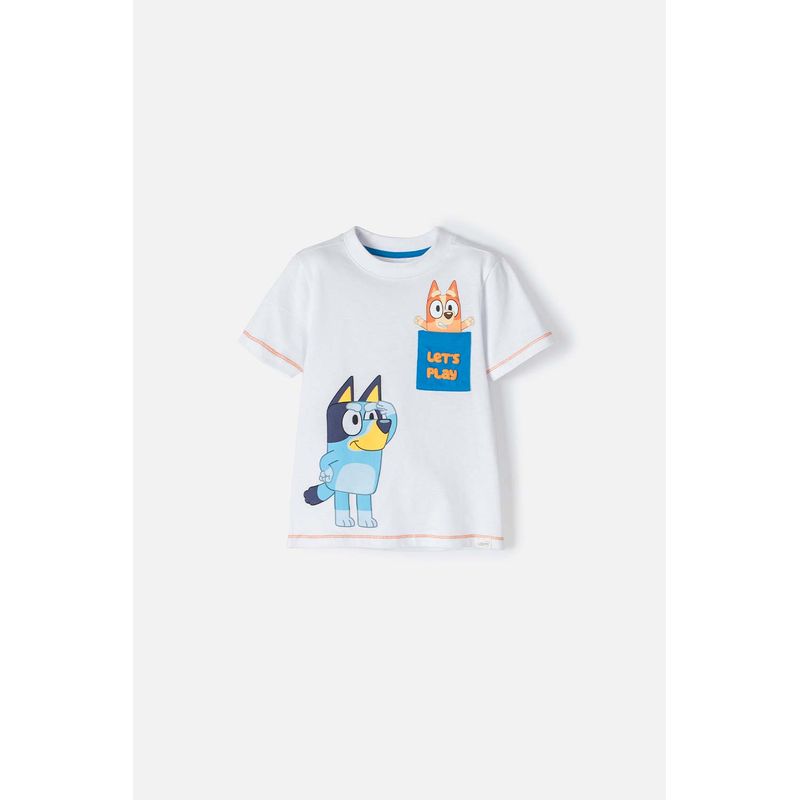 BLUEY - Camiseta de Bluey blanca manga corta para niño 2T a 5T