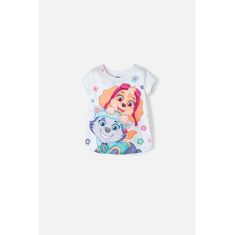 NICKELODEON - Camiseta de Paw Patrol manga corta blanco para niña 2T a 5T