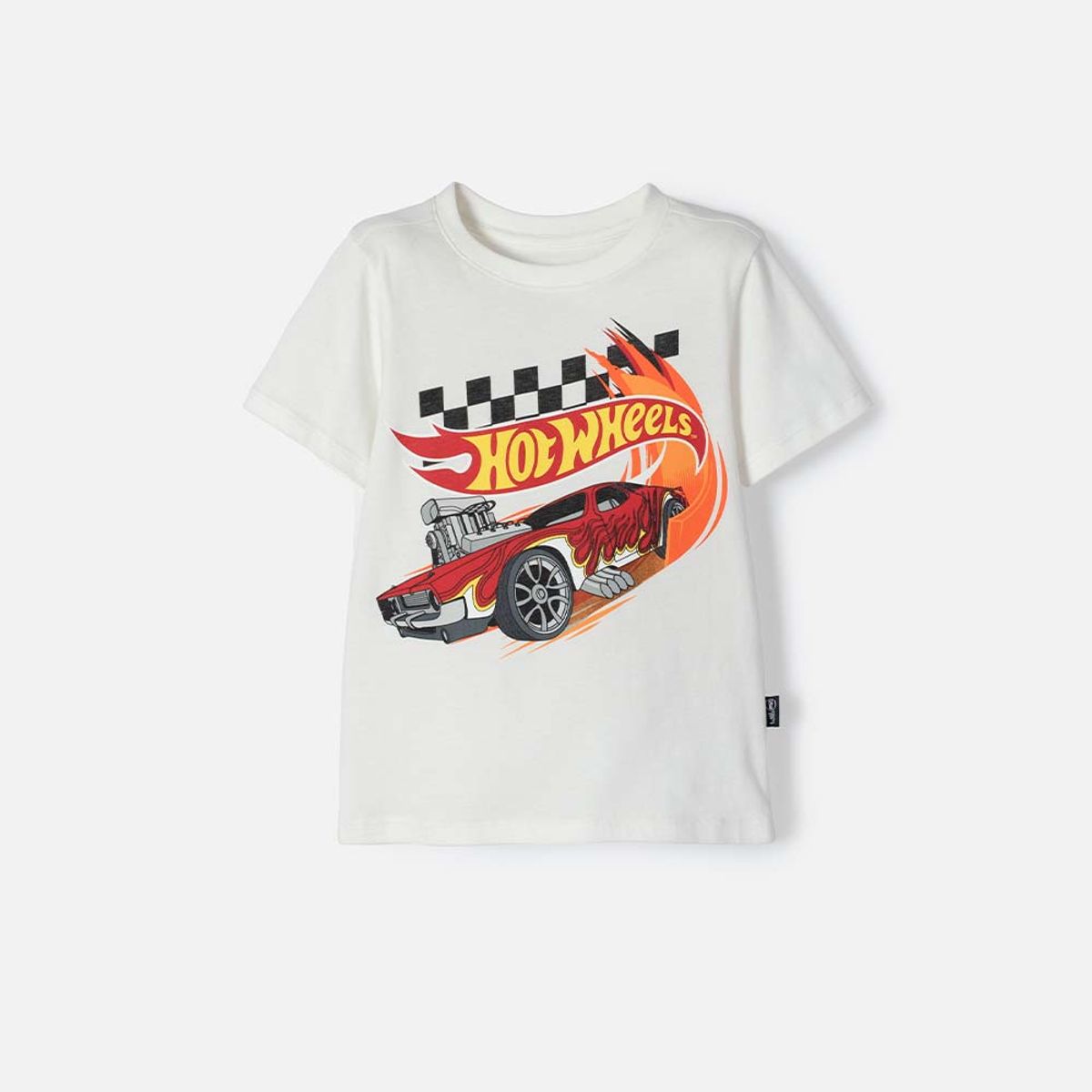 HOT WHEELS - Camiseta Hot Wheels manga corta marfil para niño 2T a 6T