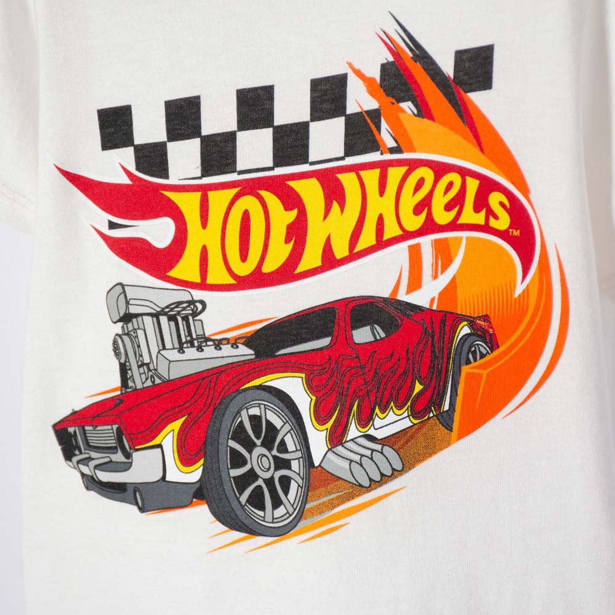 HOT WHEELS - Camiseta Hot Wheels manga corta marfil para niño 2T a 6T